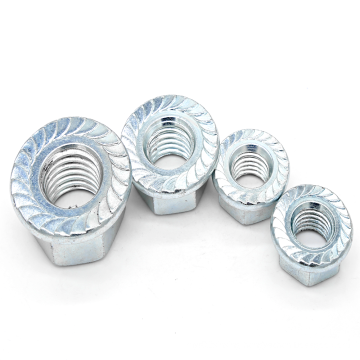 M4 Blue white zinc hex flange nut with serrated carbon steel Grade 4 grade 8 grade6